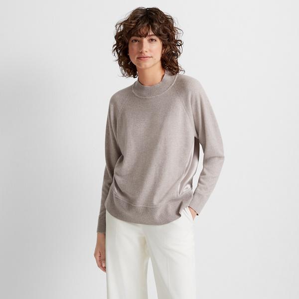 Club Monaco Driftwood Silk Back Cashmere Sweater