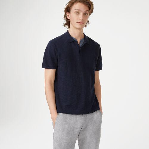 Club Monaco Color Blue Cotton-linen Slub Polo