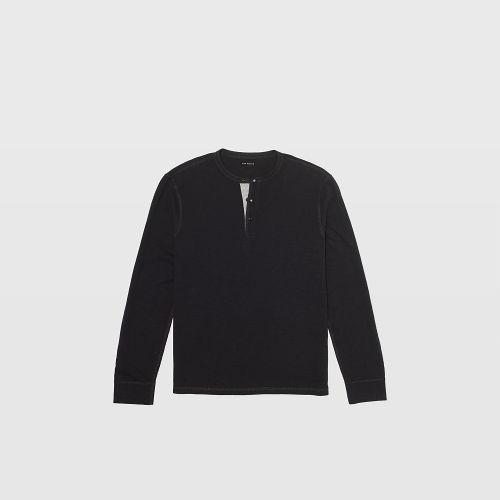 Club Monaco Color Black Contrast Placket Henley