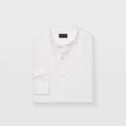 Club Monaco White Slim Linen Band Collar Shirt