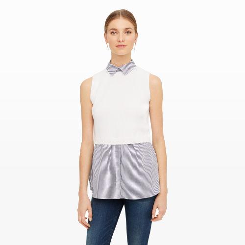 Club Monaco Color White Palesea Woven-hem Sweater