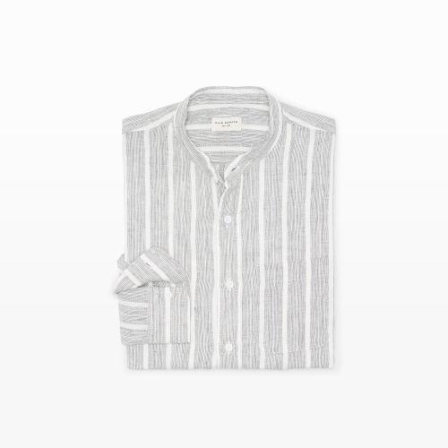 Club Monaco Color Black Slim-fit Bc Linen Stripe Shirt
