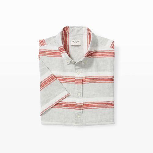 Club Monaco Color Grey Short-sleeve Stripe Shirt