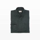 Club Monaco Color Green Slim-fit Bd Solid Linen Shirt