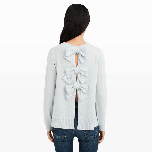 Club Monaco Color Blue Sidone Bow Cashmere Sweater