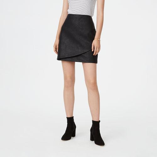 Club Monaco Color Black Falleece Faux Leather Skirt