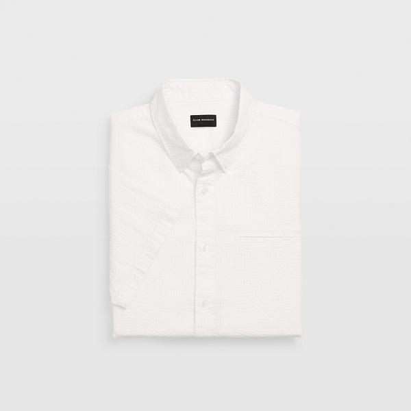 Club Monaco White Slim Short-sleeve Seersucker