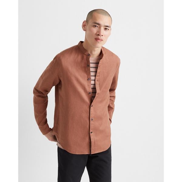 Club Monaco Band Collar Linen Shirt