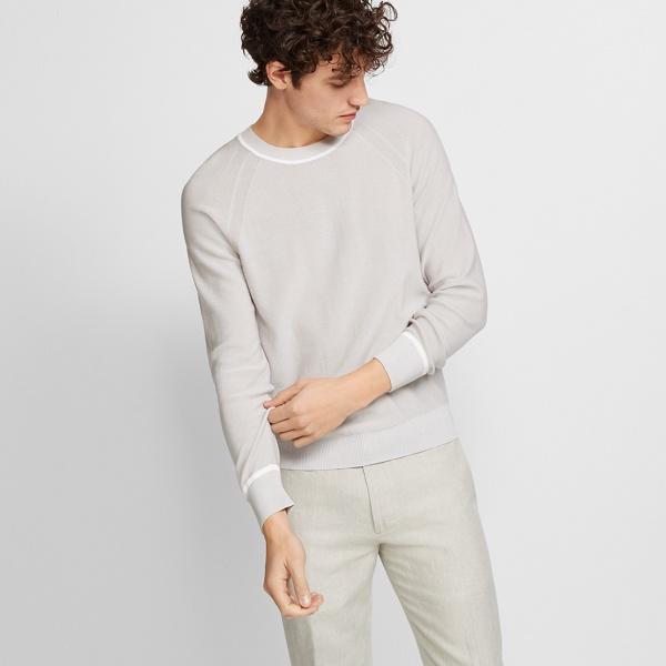 Club Monaco Light Grey Plaited Crew Sweater