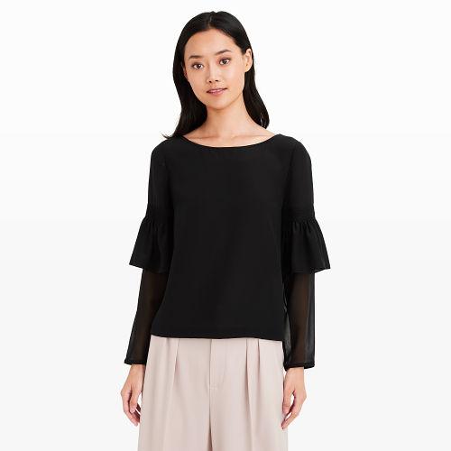 Ib Color Black Aczib Silk Top