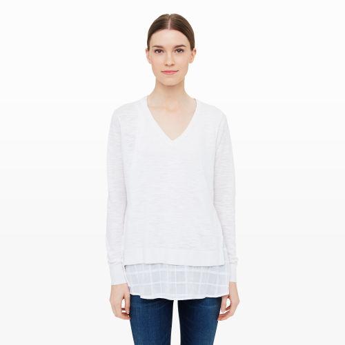 Club Monaco Color White Shaeya Woven-hem Henley