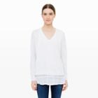 Club Monaco Color White Shaeya Woven-hem Henley