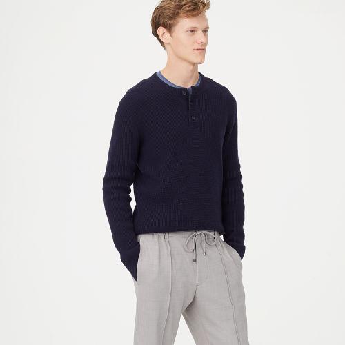 Club Monaco Color Blue Plaited Henley Sweater
