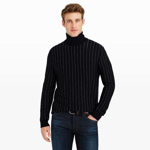 Club Monaco Color Blue Pinstripe Turtleneck