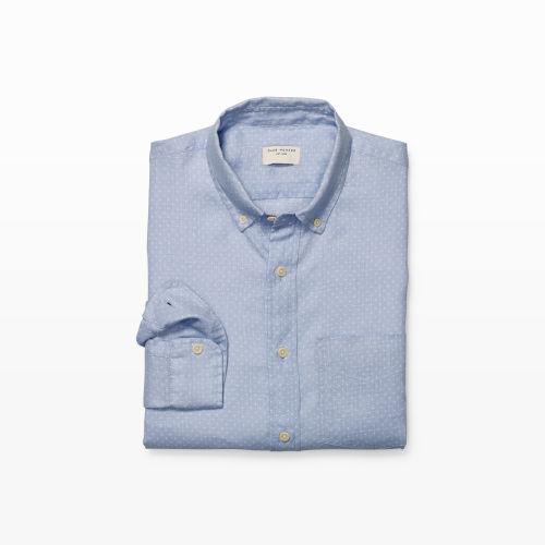Club Monaco Color Blue Slim-fit Dot Linen Shirt