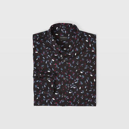 Club Monaco Color Black Slim Ditsy Paintbrush Shirt