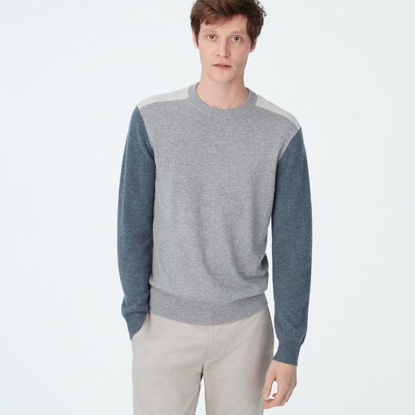 Club Monaco Grey Multi Cashmere Colorblock Crew