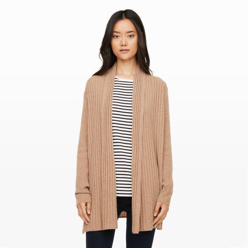 Club Monaco Color Brown Lissy Cashmere Ribbed Wrap In Size Xs/s