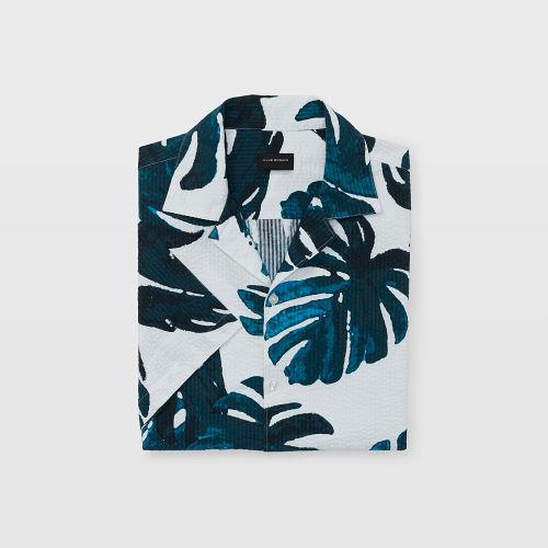 Club Monaco Camp Collar Seersucker Shirt