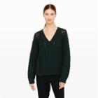 Club Monaco Color Green Maritza Open-knit Sweater In Size S
