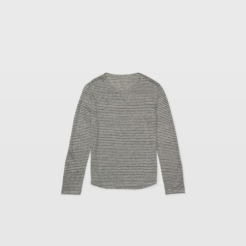 Club Monaco Color Grey Long-sleeve Linen Stripe Crew