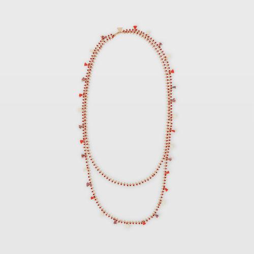 Club Monaco Color Red Ser Beaded Tassel Necklace