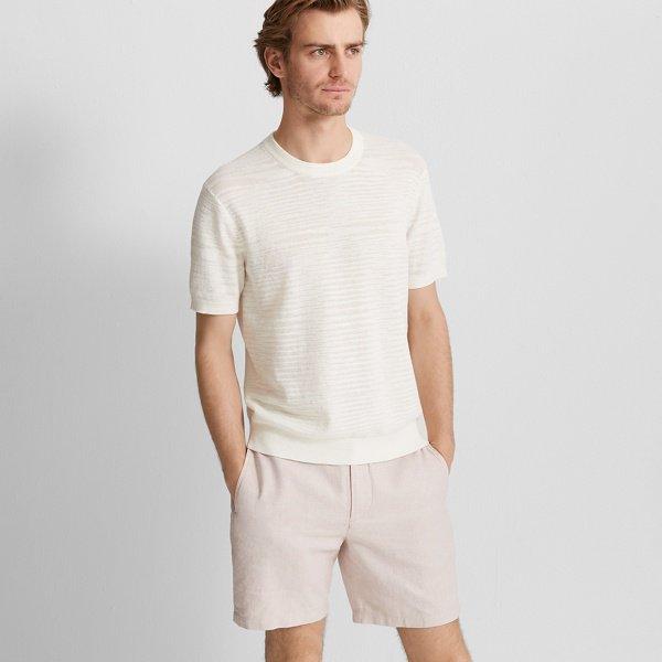 Club Monaco White Short-sleeve Tech Cotton Crew