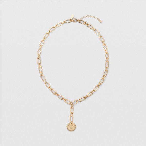 Club Monaco Gold Chunky Lariat Chain Necklace