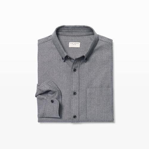 Club Monaco Color Lt Grey Multi Slim Soft Herringbone Shirt