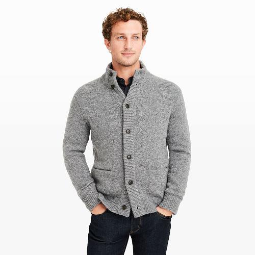 Club Monaco Color Grey Wool Mock-neck Cardigan