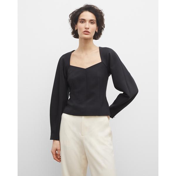 Club Monaco Square Neck Sculptural Sleeve Top