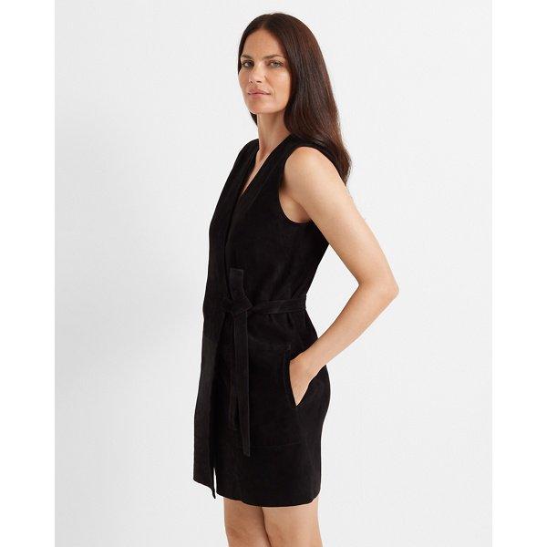 Club Monaco Black Suede Wrap Dress