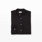 Club Monaco Color Black Slim Band-collar Linen Shirt