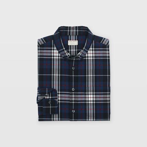 Club Monaco Color Black Slim Large Plaid Shirt