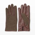 Club Monaco Color Brown Half Knit Leather Glove In Size Xl