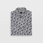 Club Monaco Navy/white Slim Geo Palm Linen Shirt