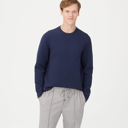 Club Monaco Color Blue Quilted Twill Sweatshirt