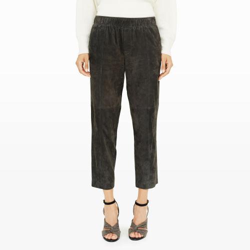 Club Monaco Color Grey Zowie Crop Suede Trouser