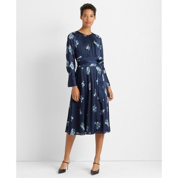 Club Monaco Blue Multi Floral Belted Midi Dress