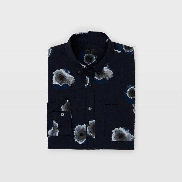 Club Monaco Midnight Multi Slim Morning Glory Shirt