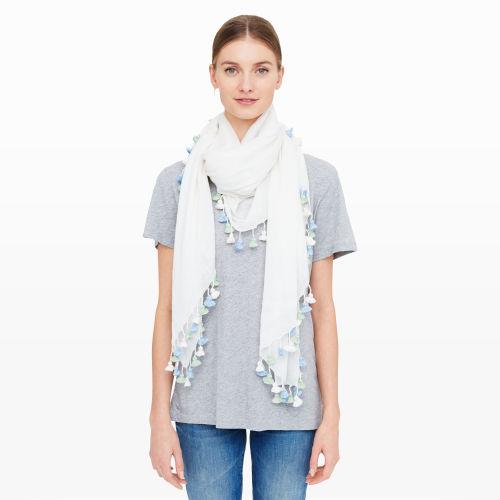 Club Monaco Color White Multi Fonda Tassel Scarf