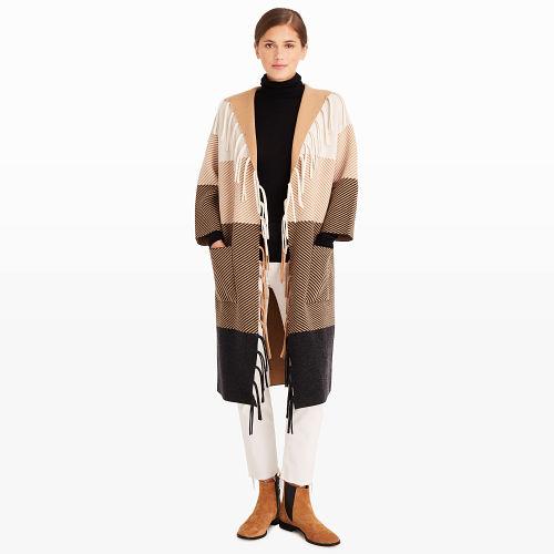 Rb Color Dark Charcoal Stripe Cesana Colorblock Fringe Wrap