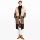 Rb Color Dark Charcoal Stripe Cesana Colorblock Fringe Wrap