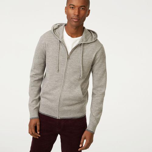 Club Monaco Color Grey Merino Full-zip Hoodie