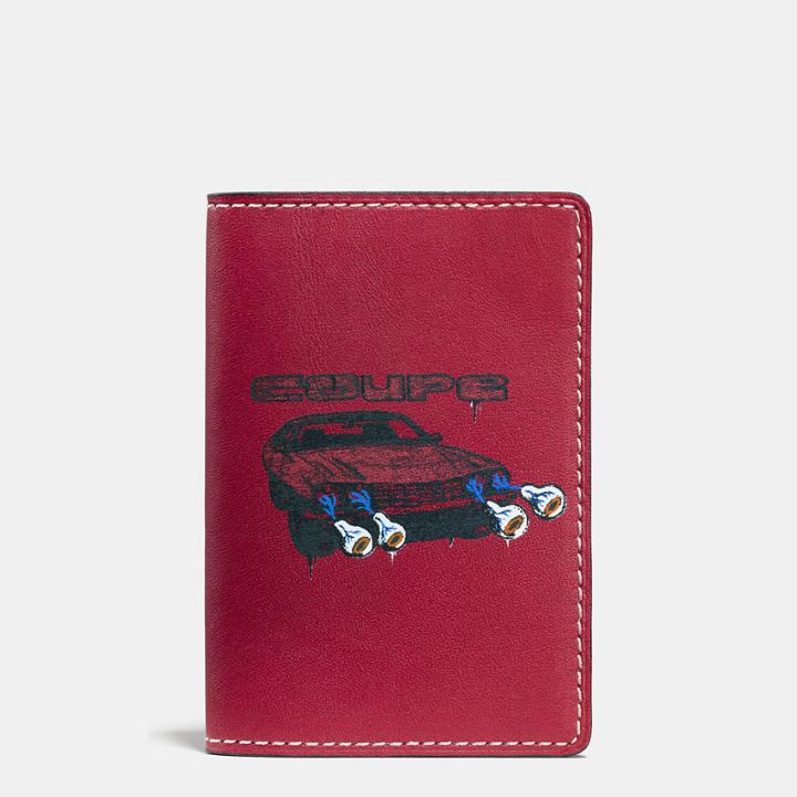 Coach Card Wallet In Glovetanned Leather With Wild Car Print