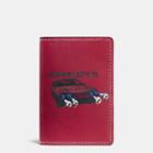 Coach Card Wallet In Glovetanned Leather With Wild Car Print