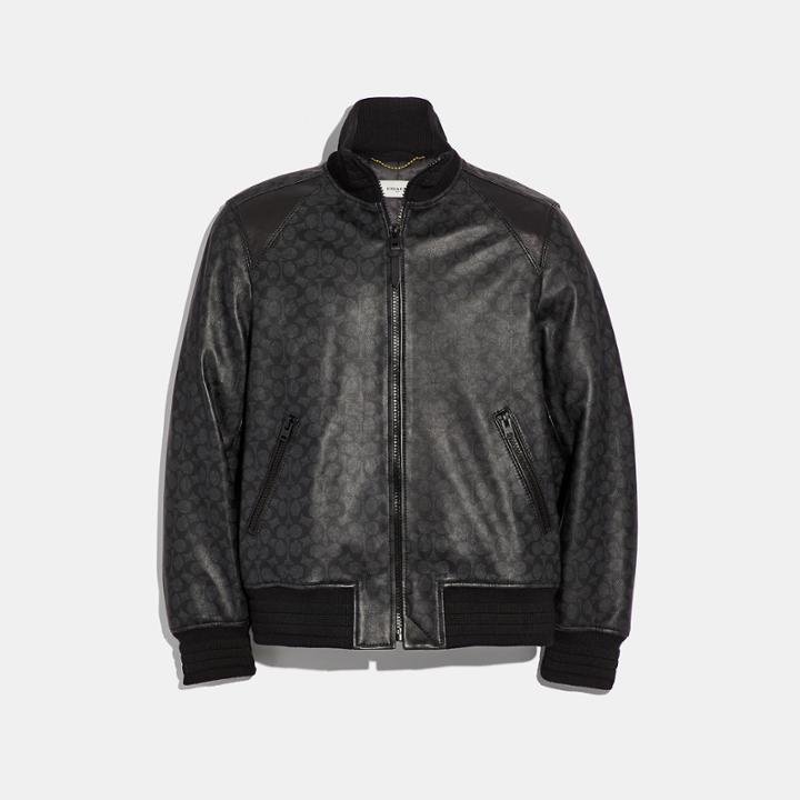 Coach Signature Leather Track Jacket