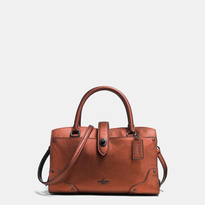 Coach Mercer Satchel 24 In Metallic Leather