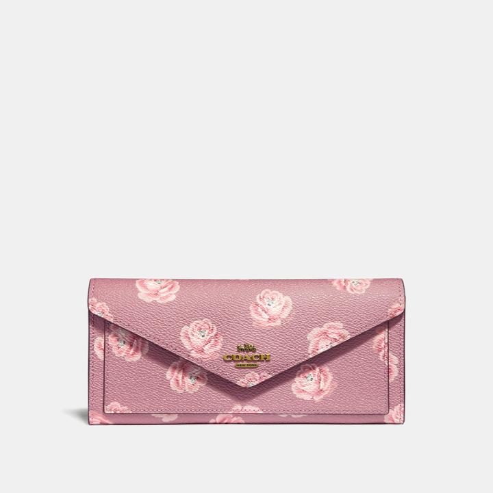 Coach Soft Wallet With Rose Print