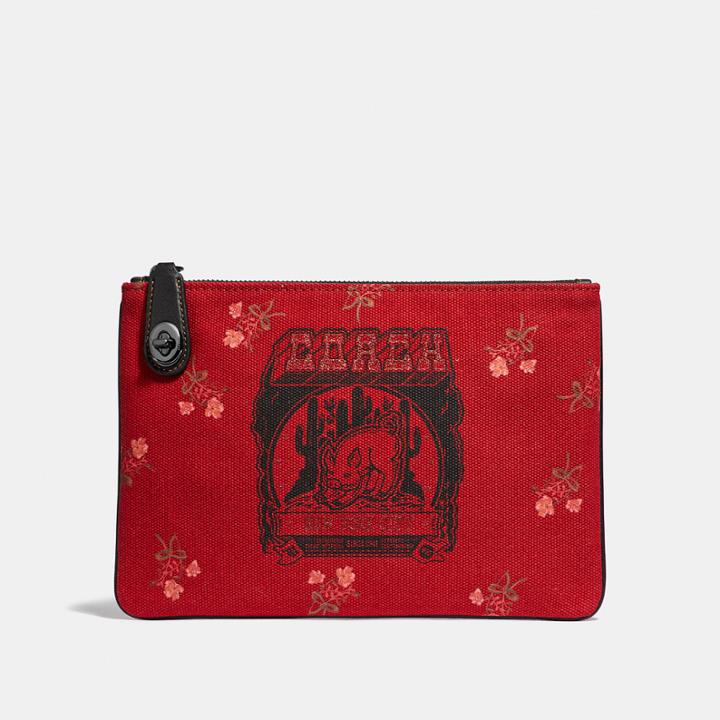 Coach Lunar New Year Turnlock Pouch 26 With Pig Motif